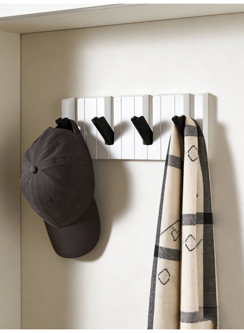 Joybos Modern minimalist piano key hooks, four-hook, no-drill door/wall hooks, suitable for hanging clothes, hats, bags, keys, etc. (black and white PP material, ) - Image 2